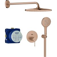 Grohe – Colonne de douche encastrée – Mitigeur monocommande avec 2 modes – Pommeau Rainshower Mono 310 – Finition brossée coucher de soleil chaud – 3 jets