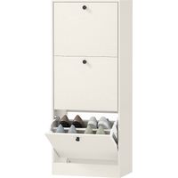 Zapatero 3 puertas abatibles estantes ajustables 47x28x115 cm blanco veteado