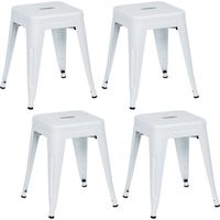 Pack 4 Taburetes Bajos Industriales Apilables de Acero 38x38x46cm Thinia Home