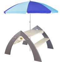 Axi Kylo Xl Table Pique Nique Enfant En Bois Gris & Blanc Table Picnic Avec Parasol Pour Le Jardin