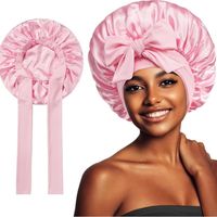 Bonnet de nuit en soie, bonnet en satin, bonnet ajustable, bonnet rose, bonnet de nuit pour femmes et filles, bonnet pour cheveux bouclés naturels