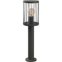 Lindby – Lampadaire d'extérieur à intensité variable – Acier inoxydable gris foncé – E27 – Base ronde pour éclairage sécurisé – Ambiance chaleureuse