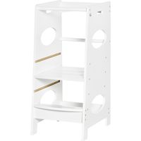 Tour Montessori réglable 3 niveaux, tour d'apprentissage enfant en bois, échelle enfant blanc