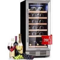 Klarstein Cave a Vin, Réfrigérateur à Vin avec Porte en Verre, Cave à Vin de Vieillissement, Zone Unique, Prosecco, Bière, Ecran Tactile, Réfrigérateur Bar, Frigo, Protection UV, 5-18°C, 31 Bouteilles