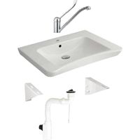 Kit lave-mains ergonomique + mitigeur + support fixe + siphon - NOFER