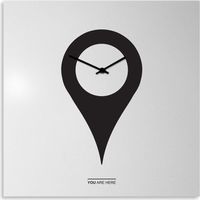 Horloge murale moderne carrée décorative 50x50cm You Are Here - Blanc - Noir