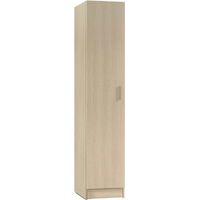 Armoire porte-balais 37x37x180 cm avec 1 porte chêne clair – 3 étagères réglables – Panneaux mélaminés – Design sobre et élégant – Altri