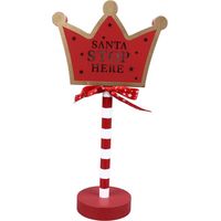 Décoration lumineuse Noël Toivize Stop Here Bois massif métal LED 30,5cm