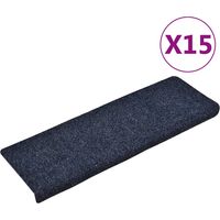 Tapis d'escalier autocollants 15 pièces 65 x 21 x 4 cm Bleu Bord rectangulaire vidaXL