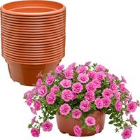Garronda Blumentopf rund Pflanzschale Ø23 x 11 cm (3,5 L) 20er Set Kunststoff mit Drainage Pflanzgefäß für Wurzelpflanzen Zwiebelpflanzen Garten Anzucht Innen Außenbereich Terrakotta GD-0207