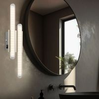 Lampada da parete lampada da parete lampada da corridoio lampada da soggiorno con aste in metallo, 2 fiamme argento cromato, LED 4W 260Lm, bianco caldo, LxPxH 40x10x5.5cm