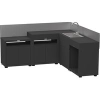 Le Marquier – Cuisine d'extérieur en kit 5 éléments – Acier époxy noir – Module cuisson avec plancha – Évier inox 70x40cm – Crédences inox incluses