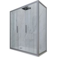 Mampara de ducha 75x160 cm corredera Plata Glam Duo