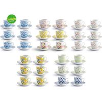 Set di 6 tazzine da caffè con piattino Surrealspring2 Royal Norfolk in porcellana 90 cc decori assortiti