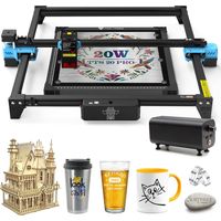 Twotrees TTS-20 PRO Lasergravierer 20 W Laserleistung, Laserschneider mit Wabenlaserbett und Luftunterstützungssatz, zu 95 % vormontierte Lasergravurmaschine