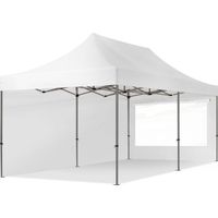 3x6m Pop Up Gazebo PREMIUM Steel 40 mm, incl. Sidewalls with Panorama Windows, white High Performance Polyester approx. 350g/m²