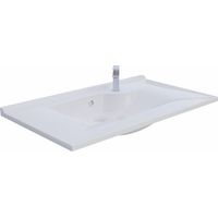 Vasque à poser rectangulaire en résine 80 cm – Dosseret 1,5 cm pour éviter les infiltrations – Vidage moulé pour optimisation de l'espace – Creazur