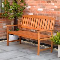 Wooden Garden Bench 3 Seater Hardwood Outdoor Bench Weather Treated Wooden Patio Seating Traditional Design