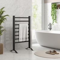 Sèche serviettes électrique. mural ou sur pied. 8 barres. minuterie 2/4 heures. alliage d'aluminium. 53x35x90cm. noir