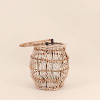 Lanterne en bois avec bougeoir en verre 21cm