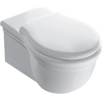 Vaso sospeso in ceramica 57x38 cm Globo Paestum PAS03BI Bianco - Duroplast - Con copri wc cerniere cromo, soft close
