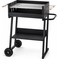 Barbecue Con Ruote E Ripiano Portaoggetti Griglia Regolabile Struttura In Acciaio Per Cottura Tradizionale A Carbonella All Aperto 87 x 52 x 90 Cm Nero