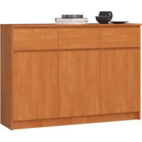 Kommode AKORD K140 Erle 138 cm 3 Türen 3 Schubladen 6 Ebenen B138 x H99 x T40 cm