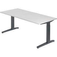bümö® Design Schreibtisch "XB-Serie" höhenverstellbar, Tischplatte 180 x 80 cm in weiß, Gestell in graphit