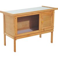 PawHut Casa para Conejos Exterior Conejera Grande de Patas Elevadas con Bandeja Extraíble Fácil de Limpiar Estable Buena Ventilación 90x45x65cm Color