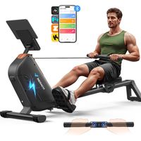Rameur électromagnétique, 16 Niveaux de Résistance, Auto-alimenté, Écran LCD, Connecté APP, Pliable, Charge Max 158 kg, MERACH