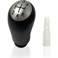 Pommeau de levier de vitesse noir 5 vitesses pour voiture + adaptateur – Compatible avec Renault Clio, Megane, Scenic, Laguna, Kangoo, Modus, Twingo,