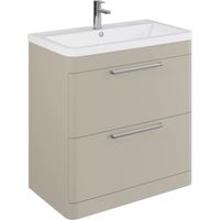 Balterley Calwich Contemporary Bathroom Floor Standing Vanity Basin Unit with 2 Drawers & 1 Tap Hole Polymarble Basin, Pebble Grey, 800mm