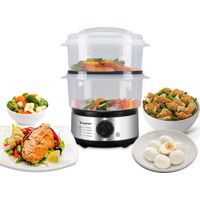 Beper BC.261 Vaporiera da 5 litri - Vaporiera Elettrica Con Timer per Cottura al Vapore di Riso, Pesce, Ravioli, Verdure, Carne - BFA Free