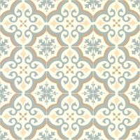 Sol Vinyle effet carreaux de ciment Bleu et ocre - Rouleau de 2m x 3m