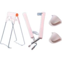 Set mit 4 Anti-Verbrühungs-Tellerzangen, Dampfzangen, Silikonhandschuhen, Mikrowellen-Tablett-Anti-Rutsch-Tellerzangen, Küchenzubehör (Pink)