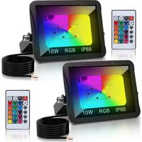 Wolketon Faro LED RGB con telecomando, set 2 x fari LED RGB 10W, 16 colori e 4 modalità, IP66 per esterni giardino e terrazza