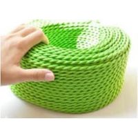 Fil électrique tressé vert pomme vintage look retro en tissu