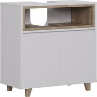 Meuble vasque simple Elnor, blanc/chêne, 60x61cm avec 2 portes, Vicco
