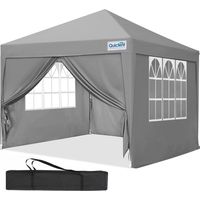 Quictent Tonnelle pop-up 3x3m avec parois fenêtrées, gris