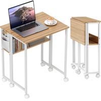 63 cm Drop Leaf Writing Work Desk - Natural Wood Finish