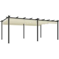 Pergola rétractable 3,5 x 6 m pergola pour terrasse structure en aluminium + toile polyester - beige