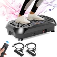 Plateforme Vibrante 4D 200 W avec 99 Niveaux d’Intensité, Télécommande, Bandes de Résistance et Écran LED, Fonctionnement Silencieux, Charge Max. 120 kg pour Utilisation à Domicile