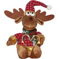 LED Plüschtier Joylight Deko-Figur mit LED Herz Elch warmweiß H 21cm