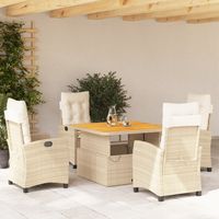 5-tlg. Garten-Essgruppe mit Kissen Beige Poly Rattan vidaXL