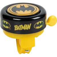 Timbre de bicicleta de Disney Batman con logo de Batman, negro y amarillo.