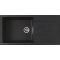 STRADOUR Evier a encastrer CUBE, en SMC NOIR PAILLETE - 06, 1 bac, dim. 100 50 cm, vidage manuel