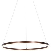 QAZQA anello - LED Dimmable Suspension variateur inclus - 1 lumière - Ø 80 cm - Bronze - Moderne - éclairage intérieur - Salon I Chambre I Cuisine I Salle à manger