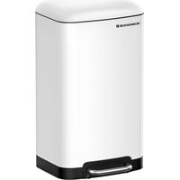Songmics – Poubelle à pédale 30L en acier – Couvercle à fermeture douce – Seau intérieur pratique – Dimensions 34.5x32.5x61.5 cm – Blanc