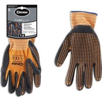 Cegasa guantes de trabajo talla 8 - fabricados en nylon con recubimiento de foam con dots de nitrilo en palma - color negro/naranja