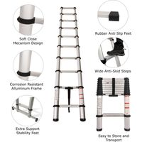 Extra Wide Telescopic Ladder with Soft Close Design - 2m